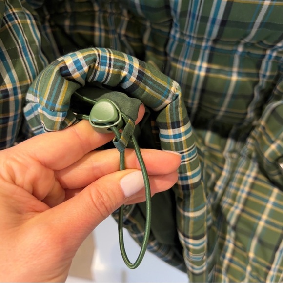 New w/ Flaw Free People Party Of One Puffer Jacket in Olive Green Plaid Combo - Picture 10 of 11